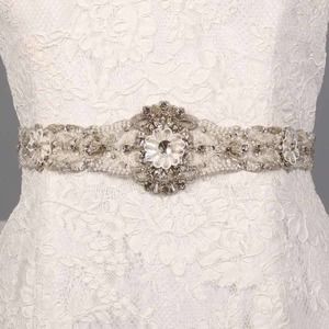 Justina Atelier Diamond White Embellished Beaded Bridal Wedding Dress Sash Belt